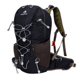 Foldable high-capacity hiking backpack with zipper closure, black outdoor gear from Bucciato, suitable for outdoor adventures.
