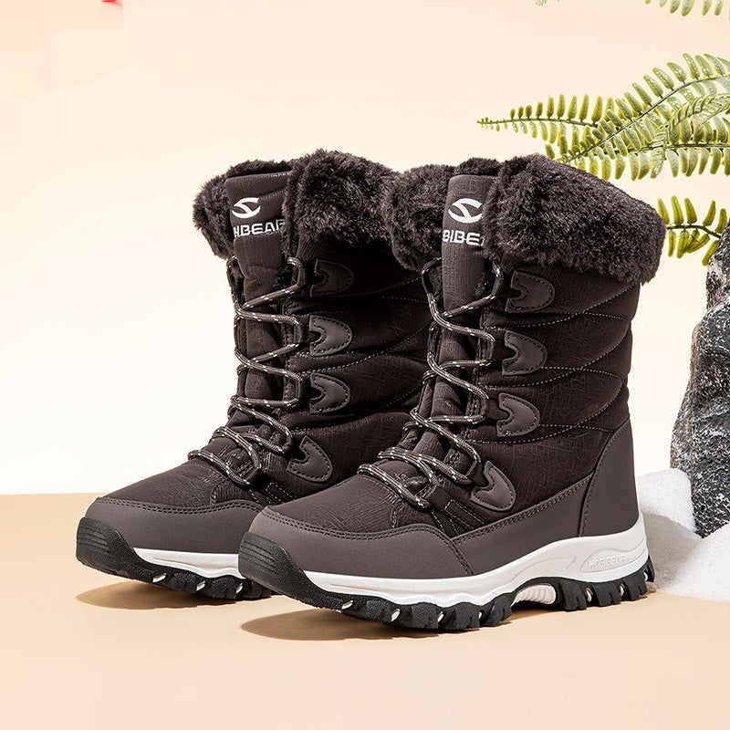 Warme Damen-Schneestiefel mit breiter Zehenpartie, mittelhoch, mit weicher Sohle und Kunstfellfutter für den Winter