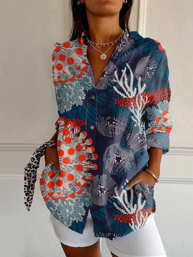 Women's Floral Pattern 3D Printed Long-Sleeve Shirt