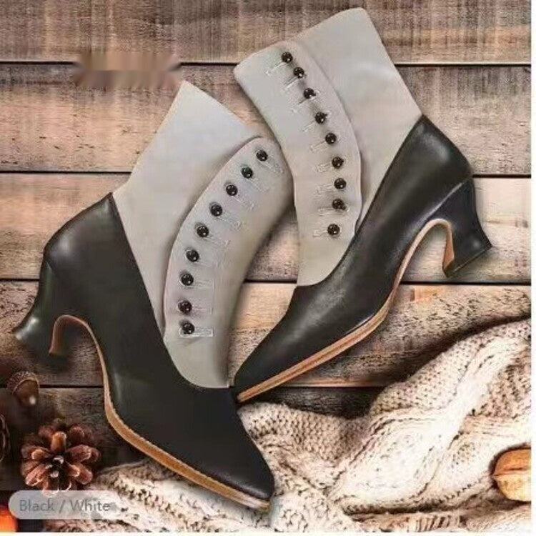 Pointed-toe Horseshoe-heel Mid-heel Women's Boots