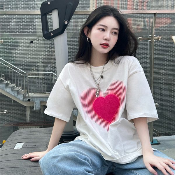 Women's Loose Korean-style Mid-length Short-sleeve Top