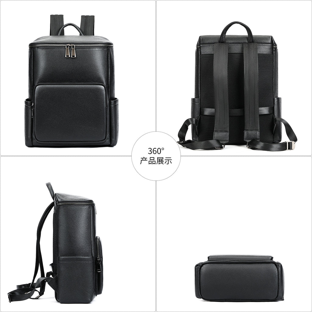 Men's Leather Commuter Casual Laptop Backpack
