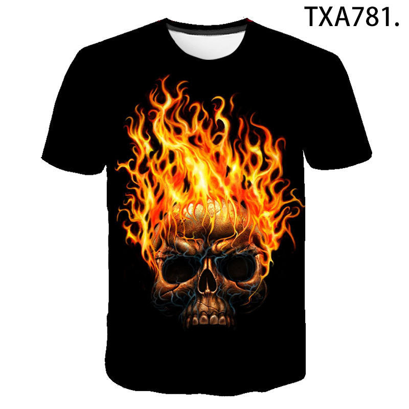 Skull Kamen Rider W 3D Digital Print Round Neck Men's And Women's T-Shirt
