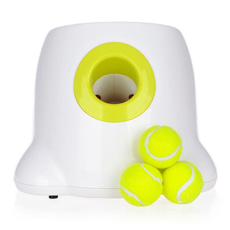 Automatic dog ball launcher from Bucciato, showcasing the interactive pet toy with a ball ready for play and exercise.