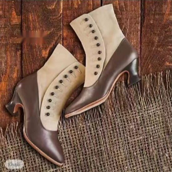 Pointed-toe horseshoe-heel mid-heel women&