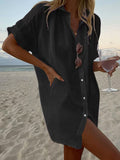 Women's Casual Loose-Fit Fashionable Cotton-Linen Solid-Color Short-Sleeve Top