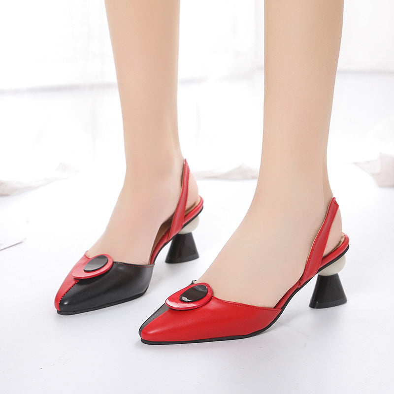 Comfortable, Closed-toe, Chunky-heel, Openwork Sandals