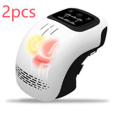 Electric intelligent knee massager with infrared, laser, and vibration therapy for pain relief, featuring heating and rechargeable design.