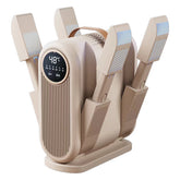 Portable foldable electric shoes dryer by Bucciato, compact design with vents for quick drying of shoes.