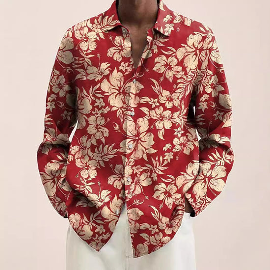 Autumn Mens Shirt With A Floral Print Top