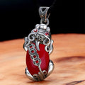 Halskette aus 999er Sterlingsilber mit Pi-Xiu-Granat für Damen