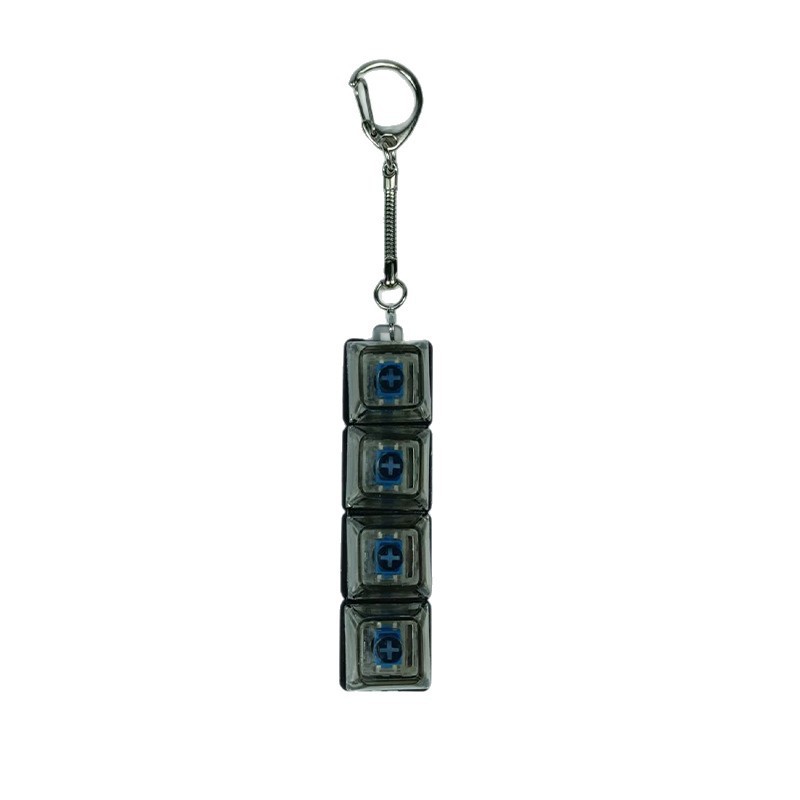 Mechanische Tastatur mit 4 Tasten, elektronisch, leuchtend, transparent, mit höhenverstellbaren Tasten, Druckreduzierung, Anti-Stress-Tastenkappen, Spielzeug, Schulranzenanhänger, Schlüsselanhänger, Dekompressions-Klicker, Gadget, Geschenk