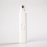 Electric pet nail grinder by Bucciato, showing large and small dog nail trimmer with grinding attachment for grooming.