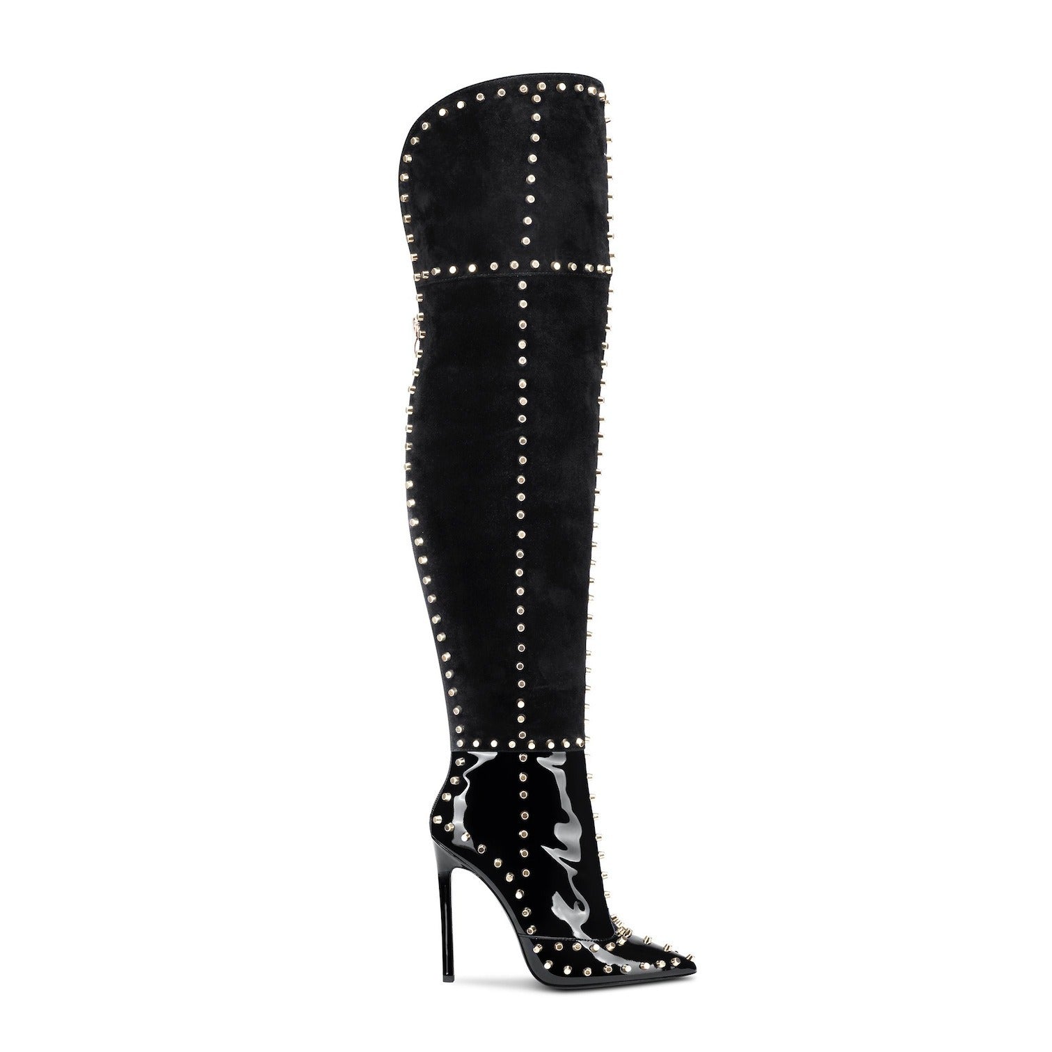Explosive Gold-studded Stiletto-pointed Fashion Boots