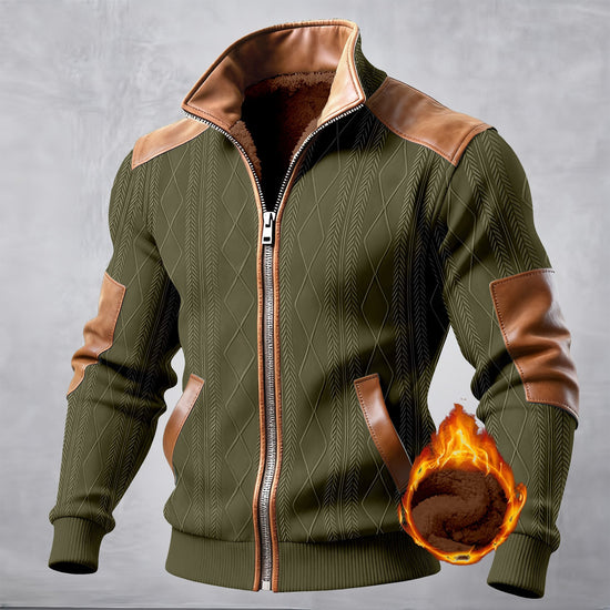 Freizeitjacke mit Farbblockmuster, strukturiertem Fleecefutter und Reißverschluss