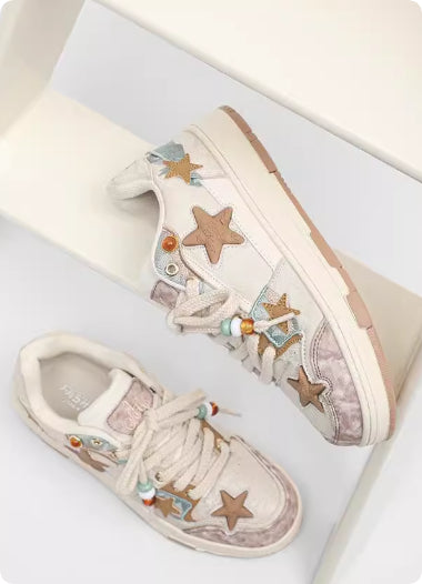 High-end Platform Sneakers With Star Pattern For Couples
