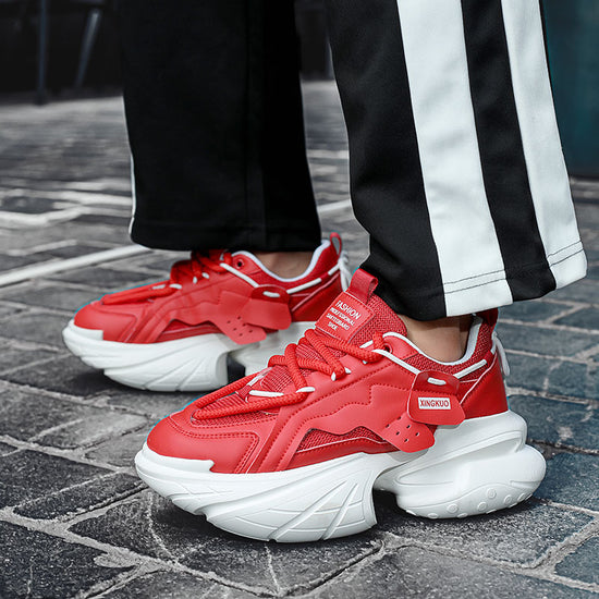 Atmungsaktive, modische Herren-Freizeitschuhe mit dicker Sohle und optischer Vergrößerung