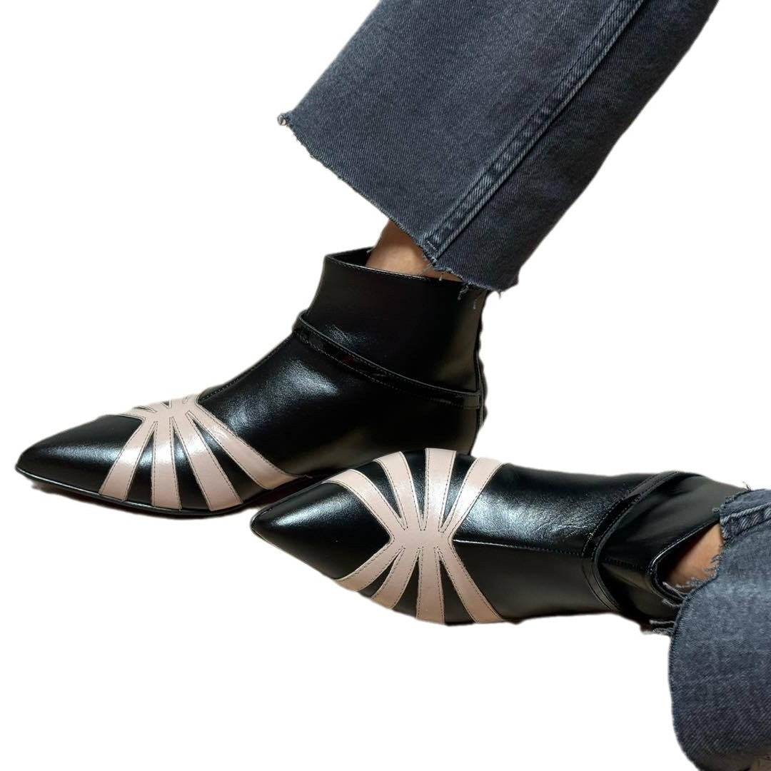 Pointed Toe Chunky Heel Low Heeled Ankle Boots For Women In Larger Sizes