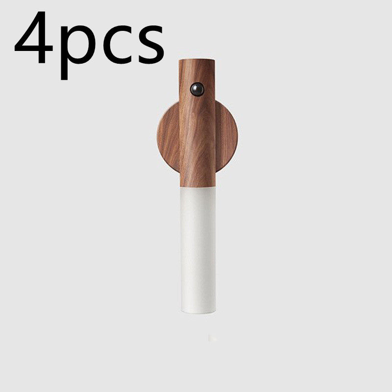 Bucciato USB magnetic wood night light with PIR motion sensor illuminating corridor or porch walls, ideal for home lighting.