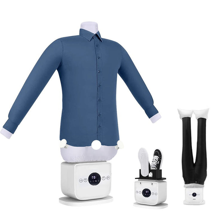 Automatic portrait inflatable ironing machine by Bucciato, an all-in-one clothes drying and ironing device with compact design.