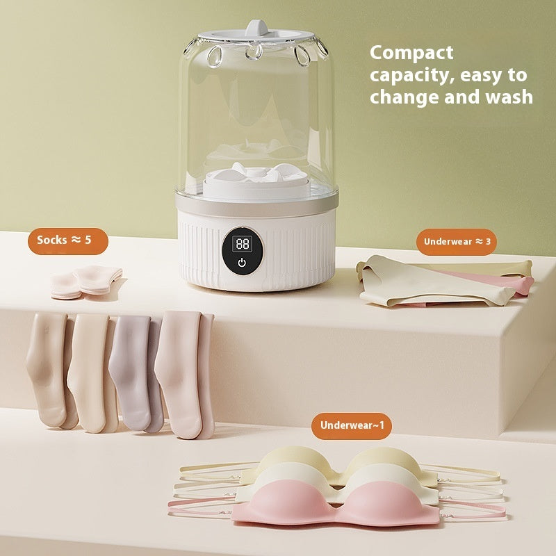Small wireless underwear washing machine by Bucciato, compact device perfect for cleaning underwear and delicate clothing.