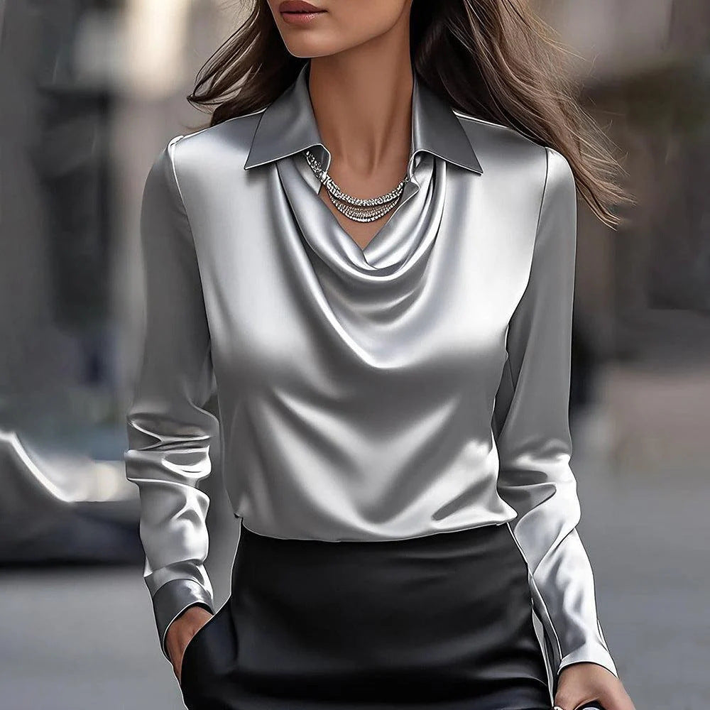 Women's Solid-Color Loose, Simple Boat-Neck Shirt