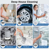 Rechargeable electric cordless cleaning brush with turbo spin feature, ideal for scrubbing surfaces and tiles.