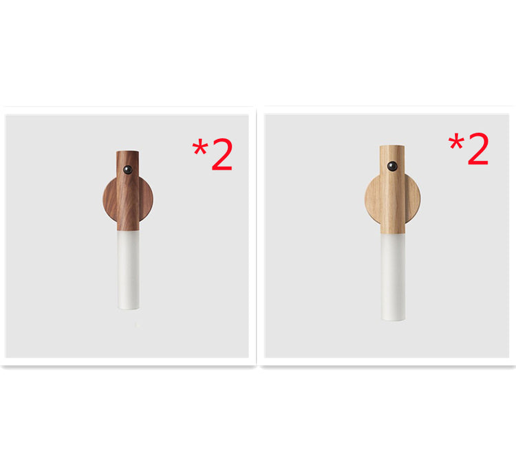Wooden USB magnetic night light with motion sensor, wall-mounted corridor and cabinet lighting, ideal for home lighting.