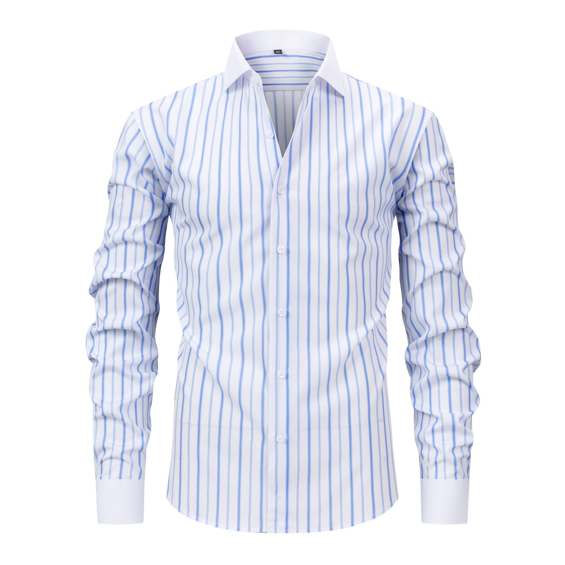 Mens Windsor-collar Long-sleeve Stretch Wrinkle-resistant Easy-care Shirt