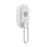 Electric cat and dog steam grooming brush with spray, massage comb, and hair removal features for pet grooming.