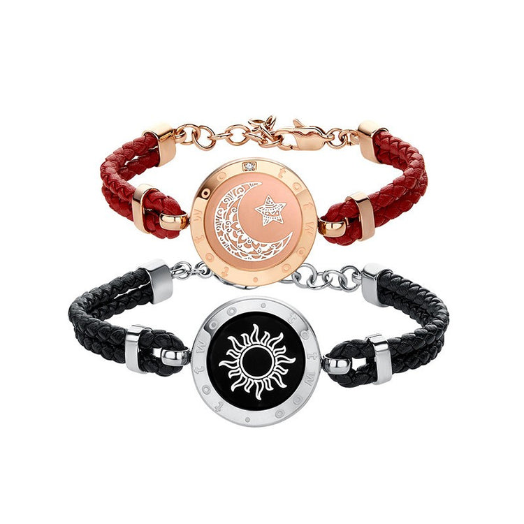 Sun-Moon Smart Sensing Couple Bracelet by Bucciato, showcasing the sleek design and smart sensing features on the bracelet.