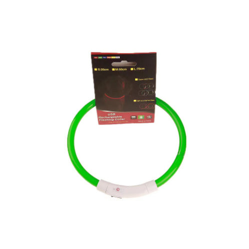 USB rechargeable pet flashing collar with glowing LED light, safety collar for night walking, electric dog collar, neon glow.
