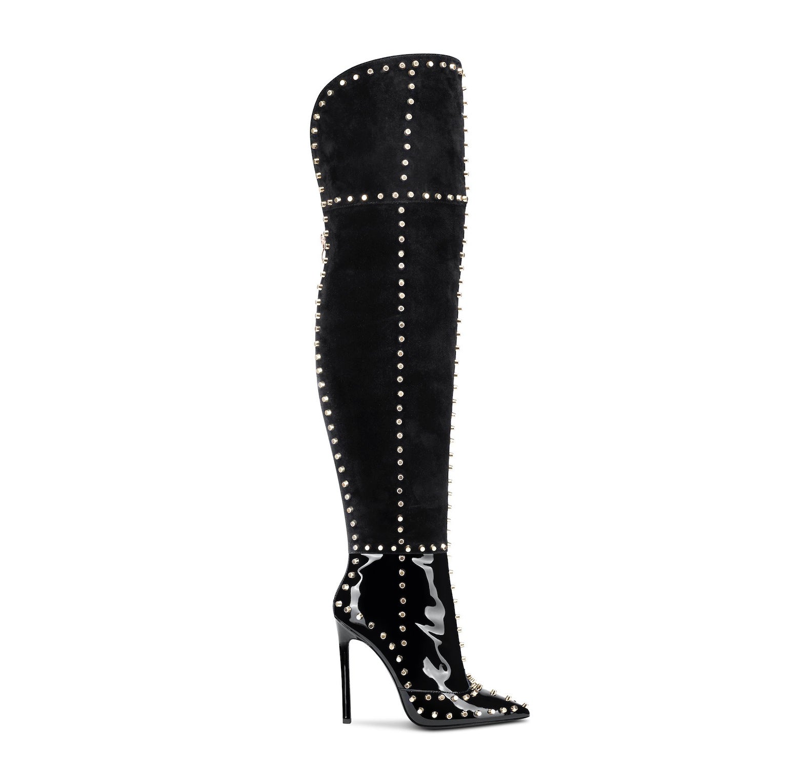 Explosive Gold-studded Stiletto-pointed Fashion Boots