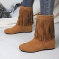 Plus Size Wildlederstiefel mit Nieten und Quasten für Damen