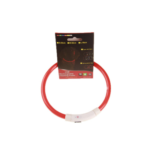 Pet flashing collar from Bucciato with glowing LED light, USB rechargeable safety collar for night walking, for dogs.