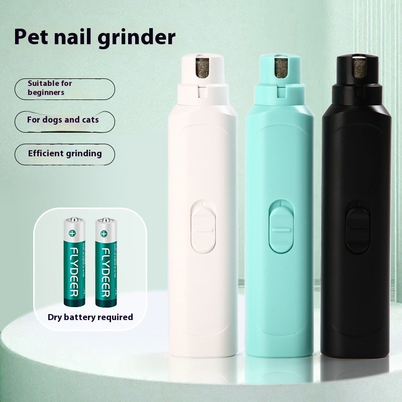 Electric pet nail grinder by Bucciato, showing the tool with attached grinding drum for trimming dog and cat nails.