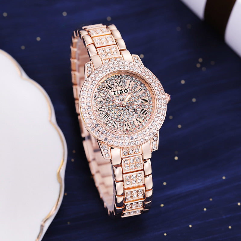 Fashionable Diamond-Encrusted Sports Watch For Women