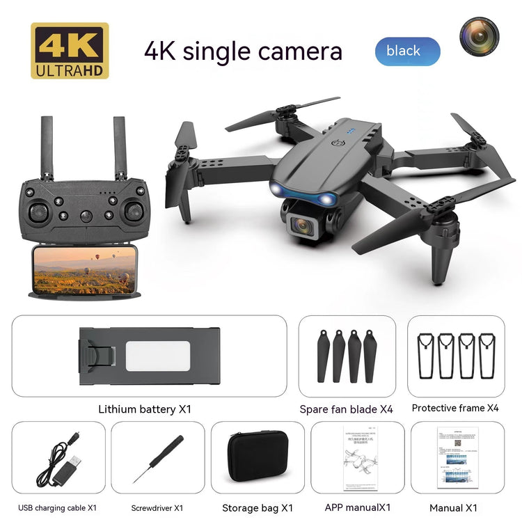 Bucciato E99pro aerial drone with 4K dual camera, foldable RC drone with three-sided camera for high-definition aerial footage.