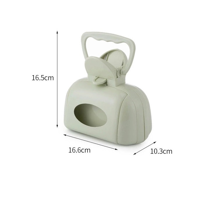 Portable pet cleaning tool with scooper and waste pickup accessories, ideal for easy pet waste disposal.