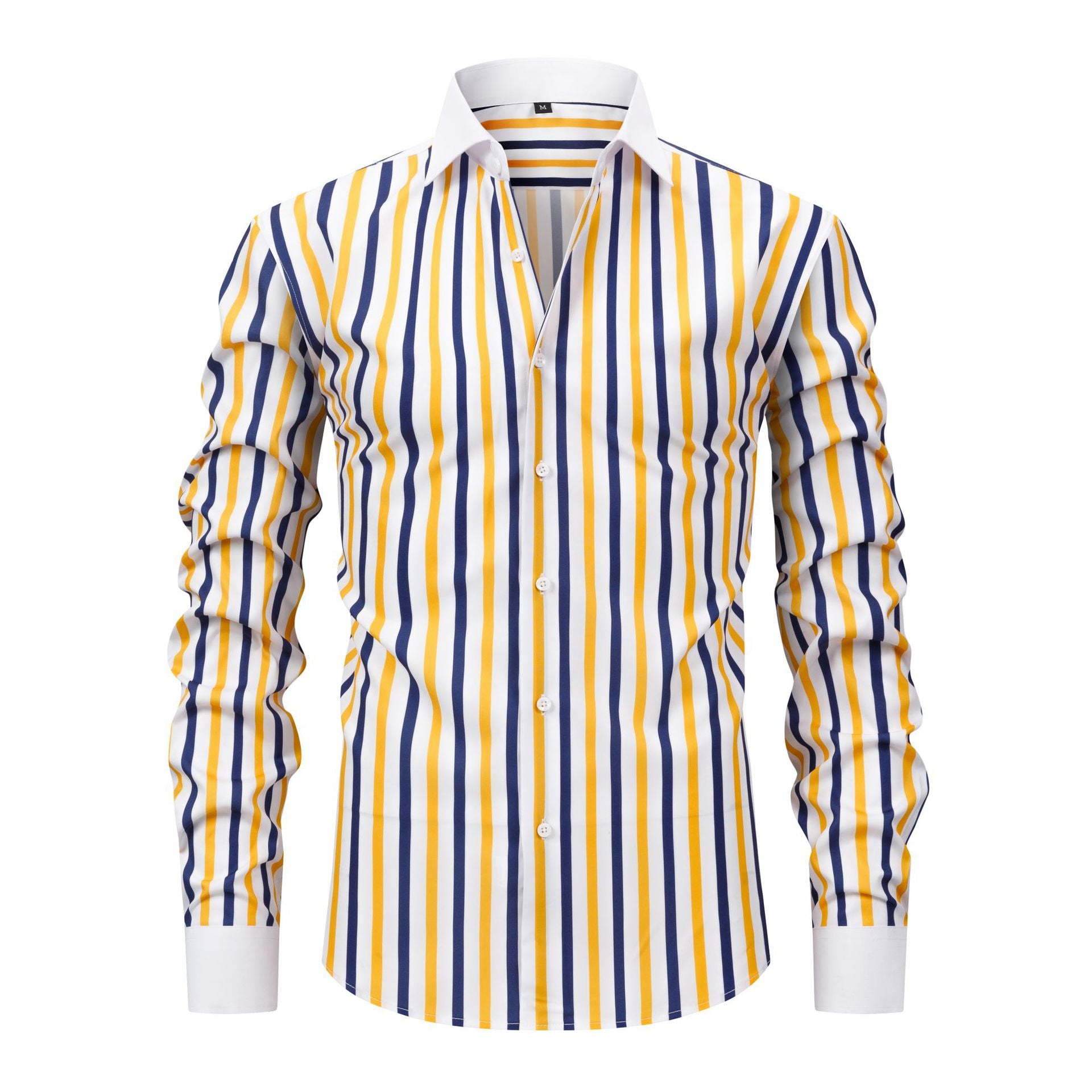Mens Windsor-collar Long-sleeve Stretch Wrinkle-resistant Easy-care Shirt