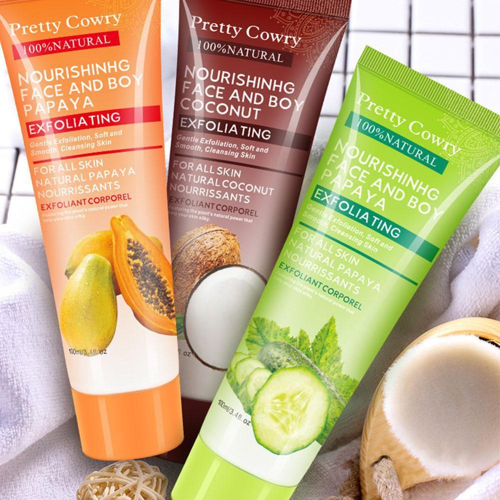 Cucumber Coconut Papaya Facial Exfoliating Gel Cream Body Cleansing,(clean, fresh, and premium but mass-appeal).