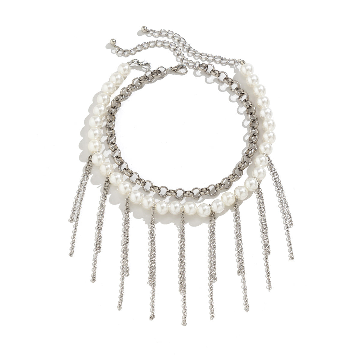 Perlenquasten-Halskette im Retro-Stil, zweilagig, verspieltes Design, Damenaccessoires