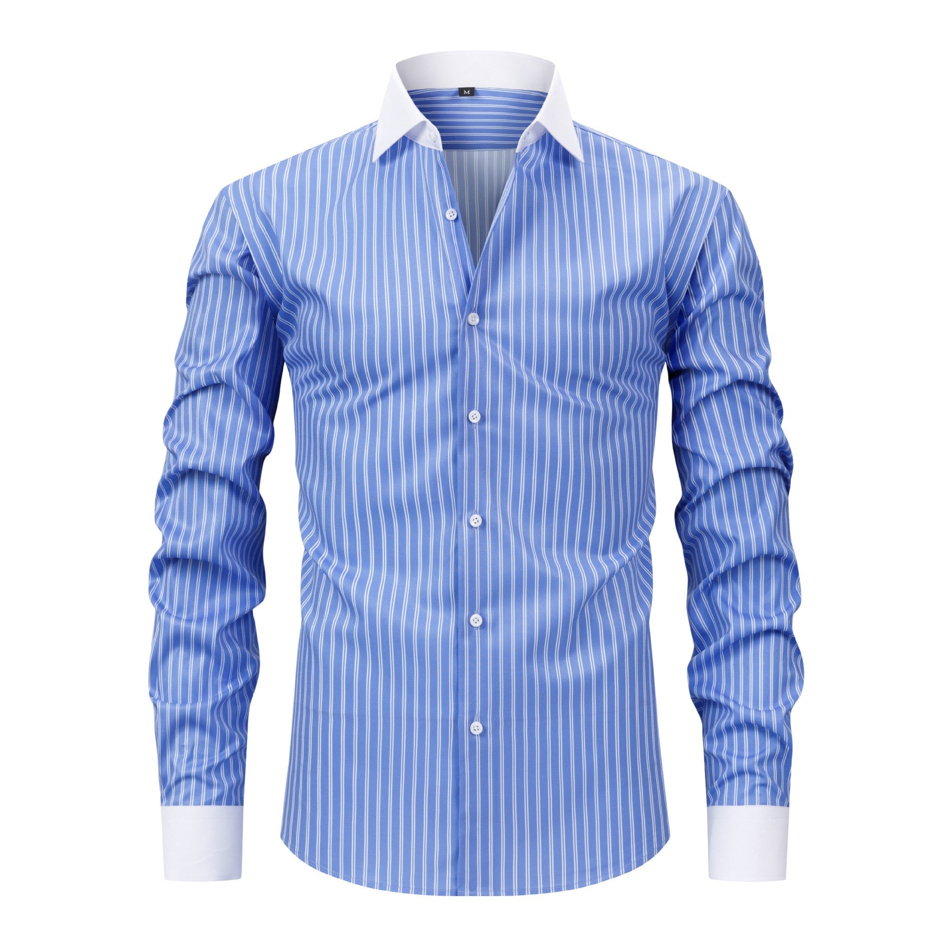 Mens Windsor-collar Long-sleeve Stretch Wrinkle-resistant Easy-care Shirt
