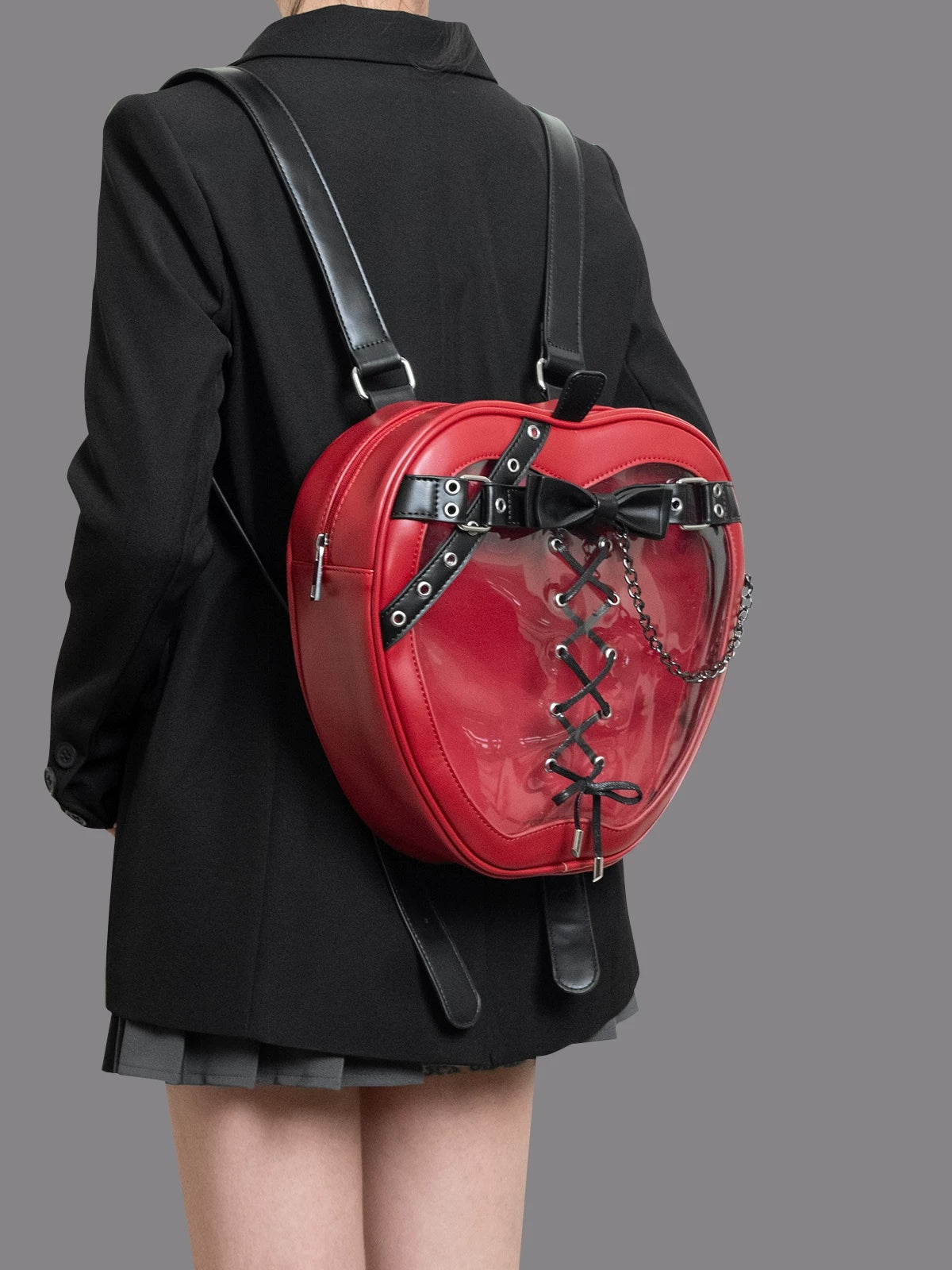 Dark-style Leather Belt Chain Gothic Strap Bow Backpack