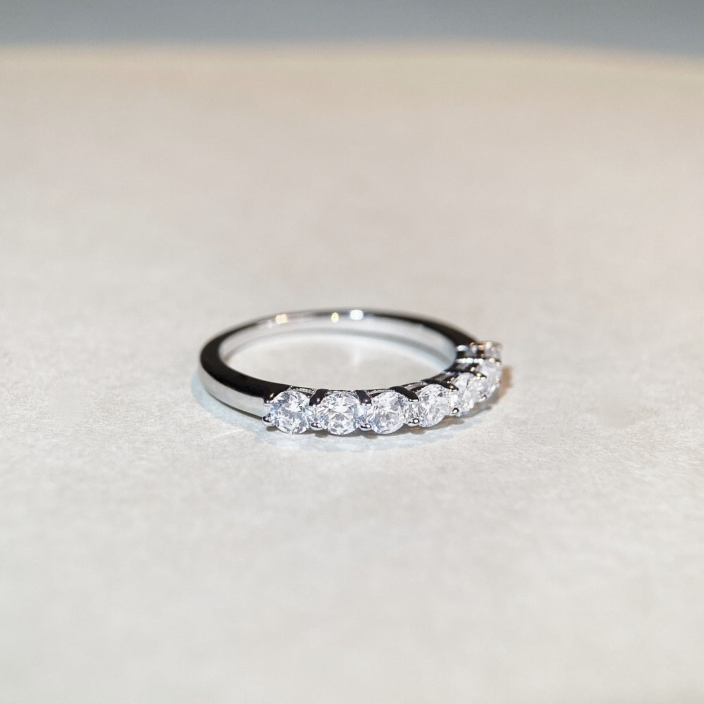 S925 Sterling Silver Seven Princess Stackable Ring Minimalist Design