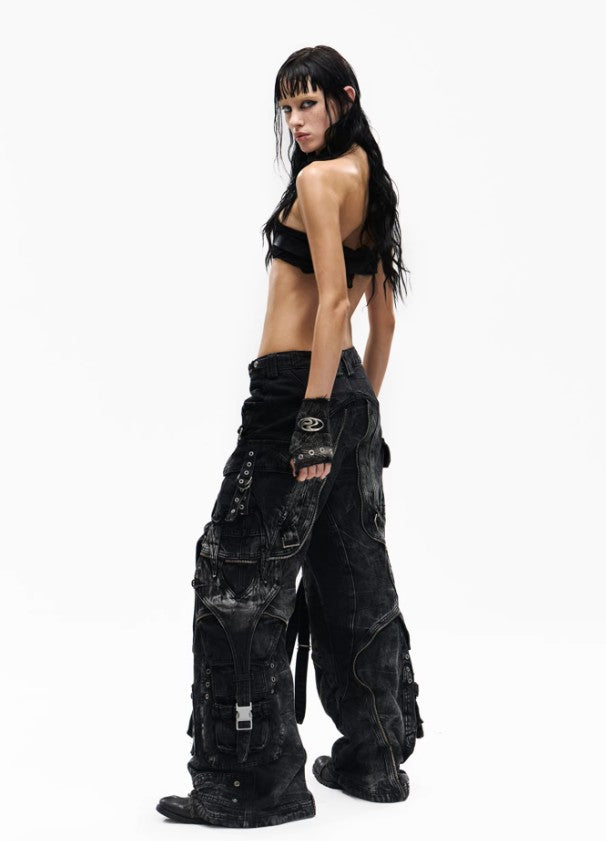 Adjustable Tactical Strap Workwear Jeans