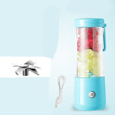 Mini electric portable juice machine by Bucciato, compact design with a clear container and stainless steel blades for fresh juice.