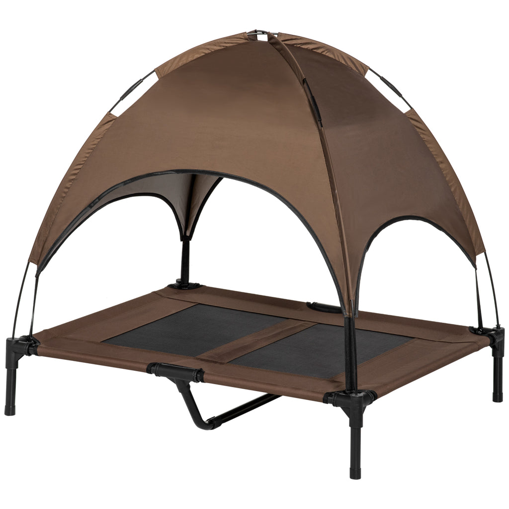 Erhöhtes, tragbares Hundebett mit UV-Schutz-Sonnendach, 91 cm (36 Zoll), Kaffee