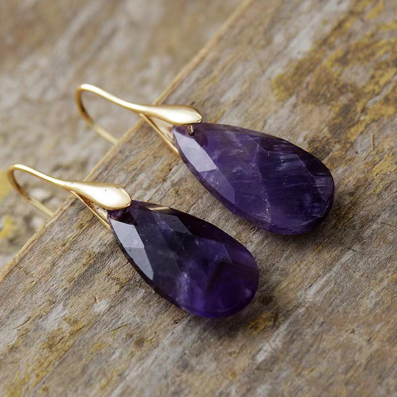 Simple High-quality Natural Tigers Eye Pendant Earrings