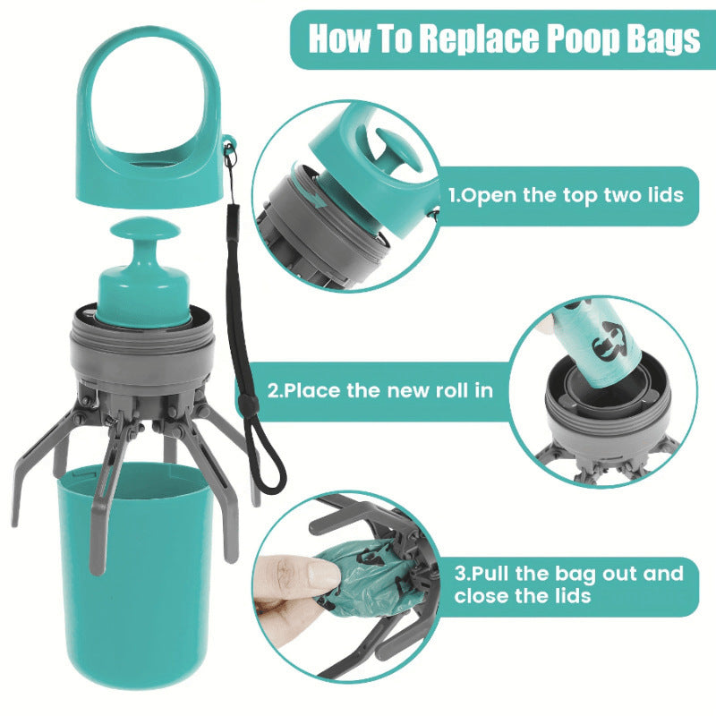 Dog pooper scooper with garbage bag holder from Bucciato for easy waste pickup, featuring a durable shovel design.